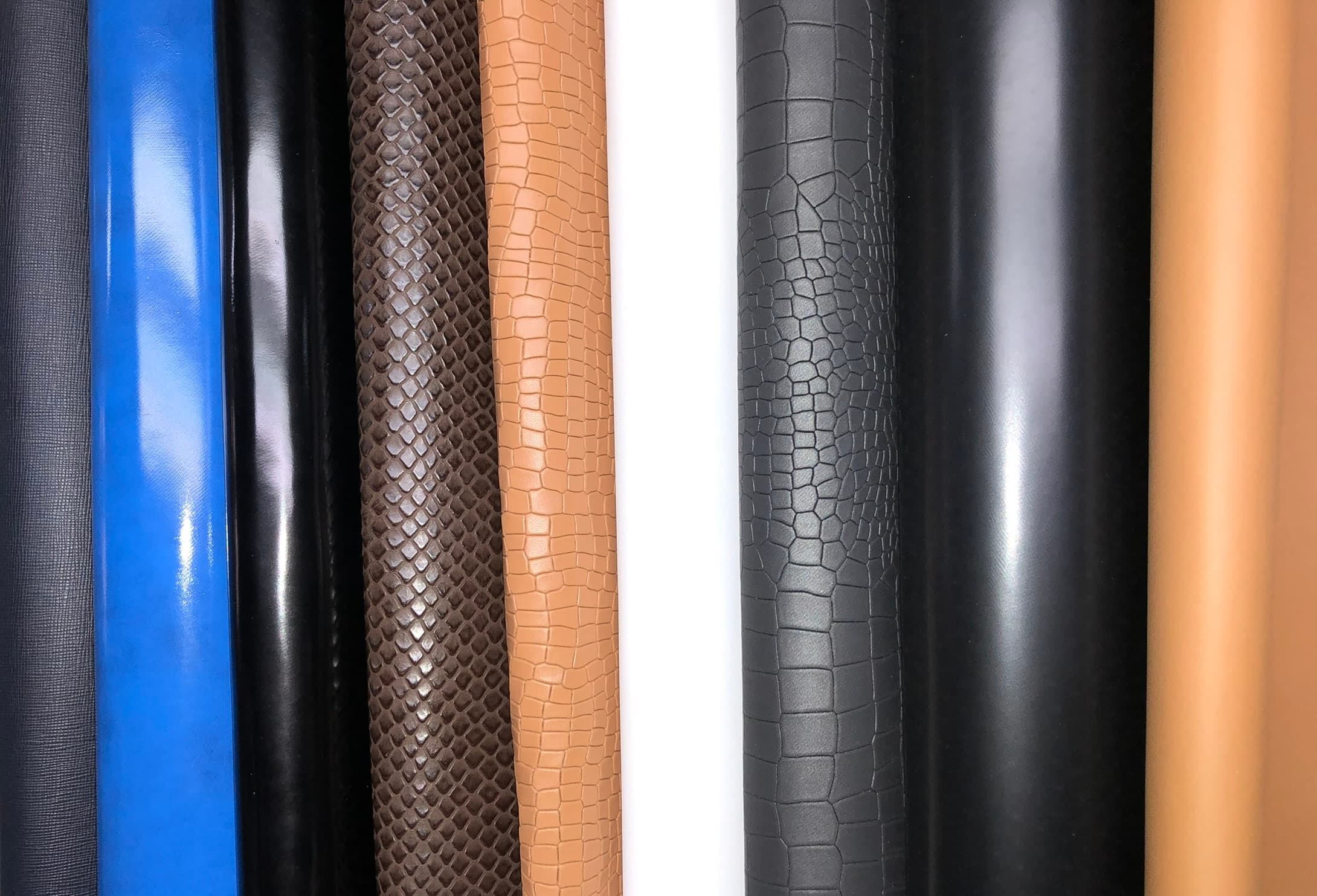 Leather tones arranged as an article fan.